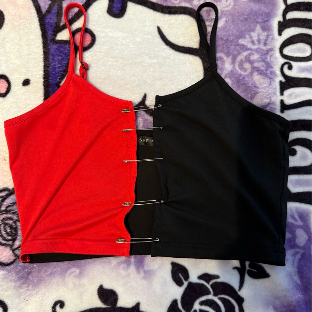 Red and Black safety pin top